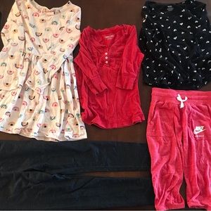 Girls size 6 assortment of shirts, pants and one dress